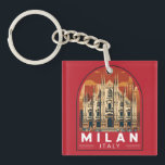 Milan Italy Duomo di Milano Travel Art Vintage Key Ring<br><div class="desc">Milan vector artwork design. Milan,  a metropolis in Italy's northern Lombardy region,  is a global capital of fashion and design.</div>