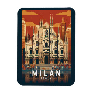 Milan Italy Duomo di Milano Travel Art Vintage Magnet