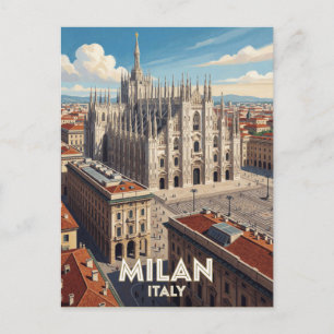 Milan Italy Duomo Travel Art 🏛️ Postcard