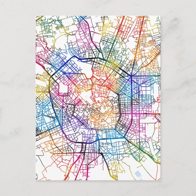 Milan Italy Map Postcard (Front)