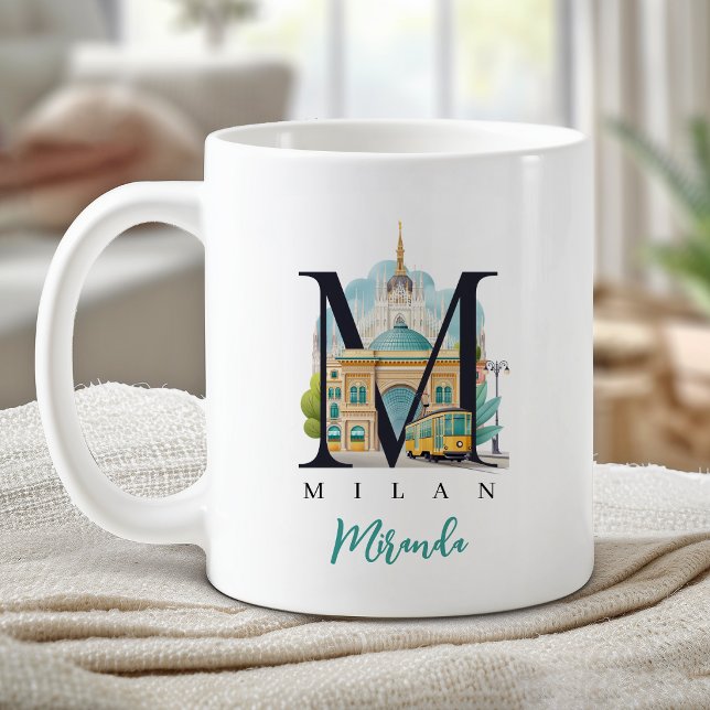 Milan Italy Monogram Letter M Personalised Gift Coffee Mug (Milan Italy Monogram Letter M Personalized Gift Coffee Mug)
