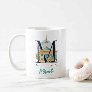 Milan Italy Monogram Letter M Personalized Gift Coffee Mug