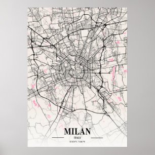 Milan - Italy Neapolitan City Map Poster