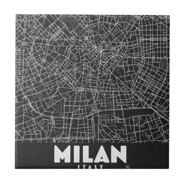 Milan Italy Retro Map Ceramic Tile (Front)