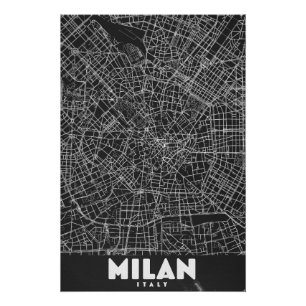 Milan Italy Retro Map Poster