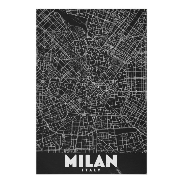 Milan Italy Retro Map Poster (Front)