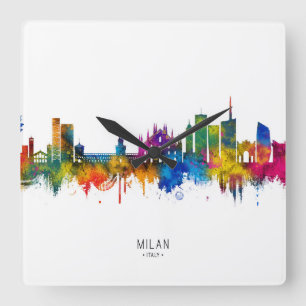 Milan Italy Skyline Square Wall Clock