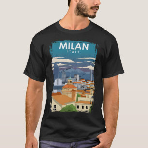 Milan Italy Vintage Minimal Retro Travel Poster  T-Shirt