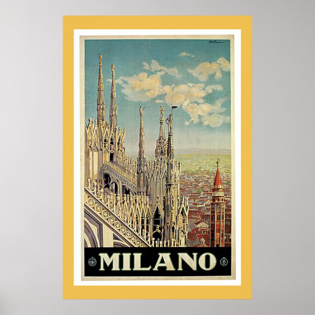Milan Italy Vintage Travel Poster (Front)