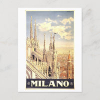 Milan Italy Vintage Travel Poster Postcard