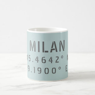 Milan Latitude Longitude Coffee Mug