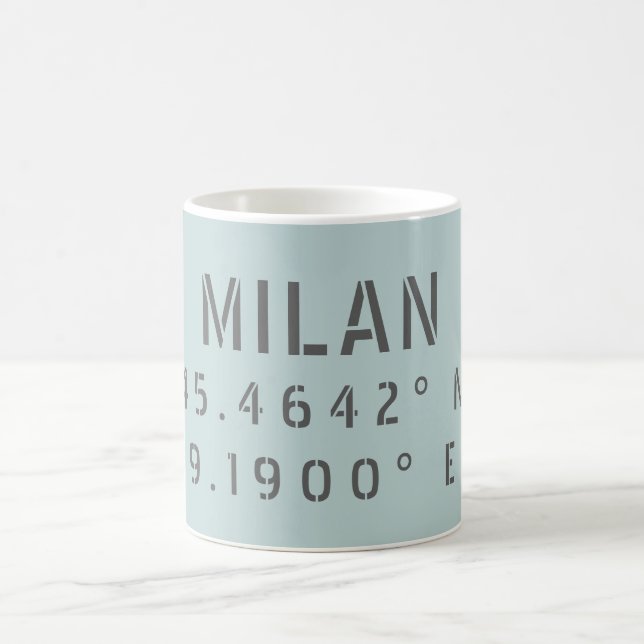 Milan Latitude Longitude Coffee Mug (Center)