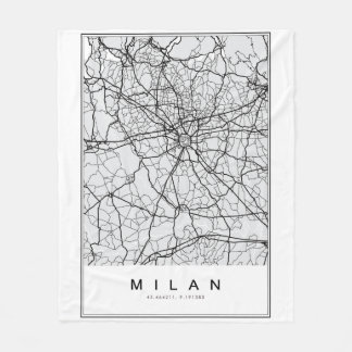 Milan Map Illustration Fleece Blanket