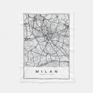 Milan Map Illustration Fleece Blanket