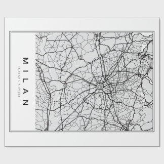 Milan Map Illustration Wrapping Paper