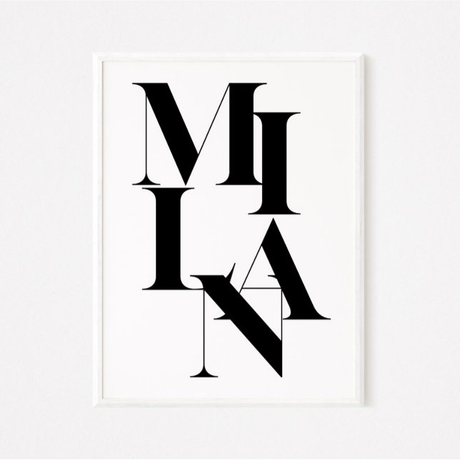Milan Minimalist Graphic Quote Black White Poster (Creator Uploaded)