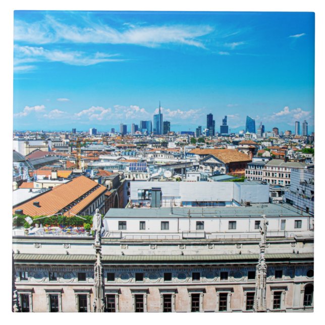Milan skyline ceramic tile (Front)