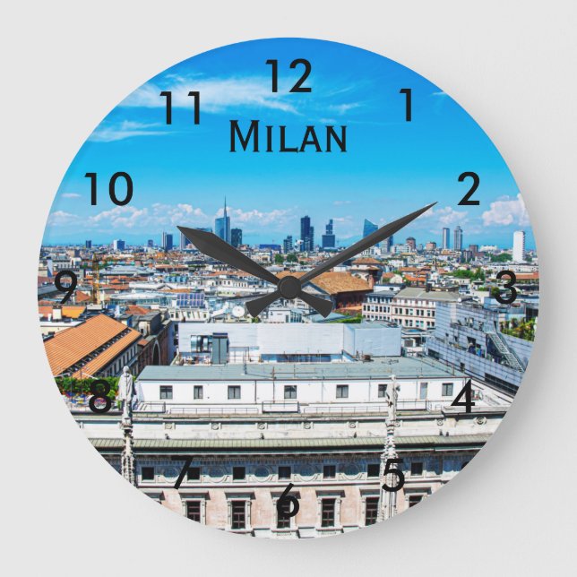 Milan skyline in Italy Large Clock (Front)