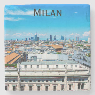 Milan skyline in Italy Stone Coaster