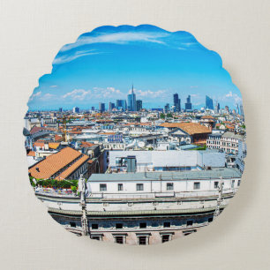 Milan skyline round cushion