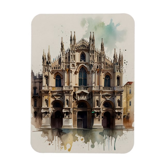 Milan watercolor art magnet (Vertical)