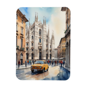 Milan watercolor art magnet