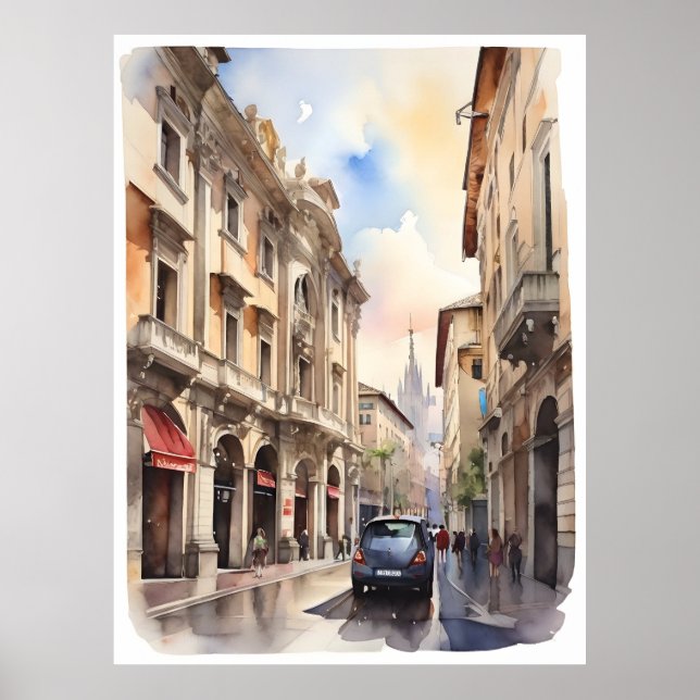 Milan watercolor art poster (Front)
