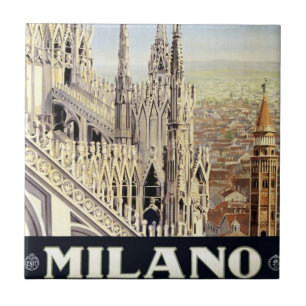 Milano Italy Gothic Cathedral Duomo Vintage Travel Ceramic Tile