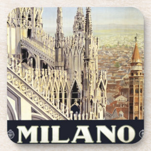 Milano Italy Gothic Cathedral Duomo Vintage Travel Coaster
