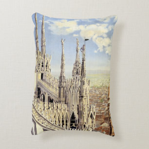 Milano Italy Gothic Cathedral Duomo Vintage Travel Decorative Cushion