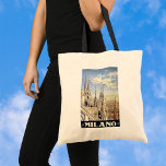 Milano Italy Gothic Cathedral Duomo Vintage Travel Tote Bag<br><div class="desc">Vintage illustration European travel poster art with a view of Milan,  Italy featuring the gothic cathedral "Duomo di Milano" on a beautiful sunny day. Classic Italian religious architecture.</div>