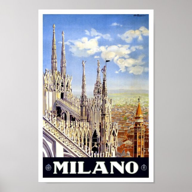Milano Italy Vintage Travel Poster (Front)
