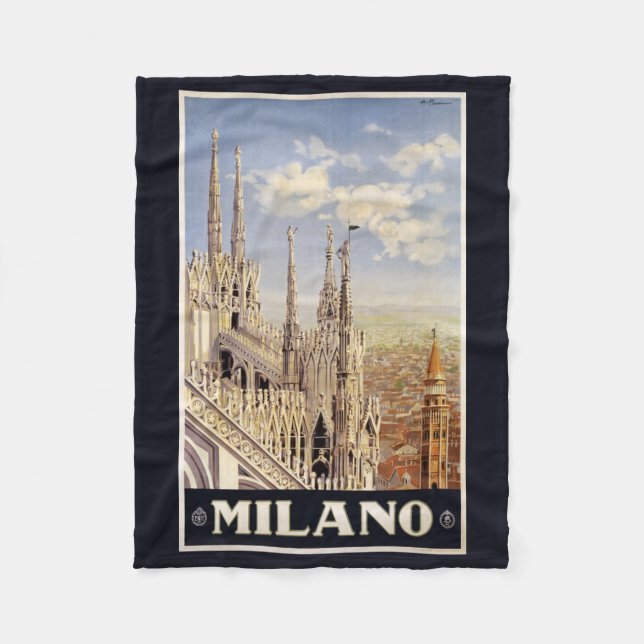 Milano (Milan) Italy vintage travel fleece Blanket (Front)
