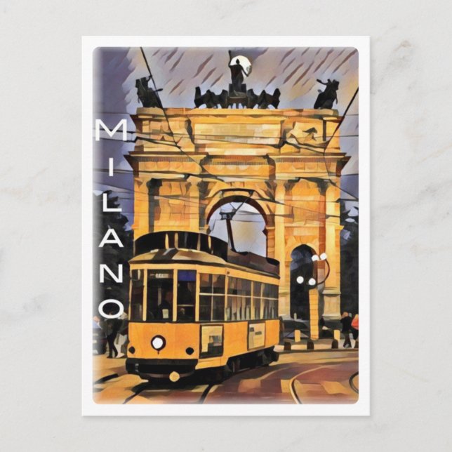 Milano - Tram e Arco della Pace - Postcard (Front)