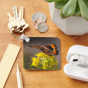 Milbert's Tortoiseshell Butterfly Close-Up Photo Key Ring