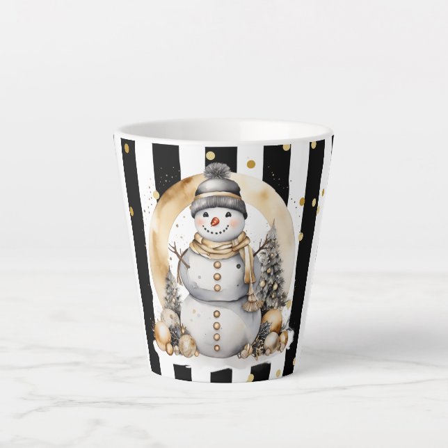 Milchtasse Klein Snowman and Stripes Var06 Latte Mug (Front)