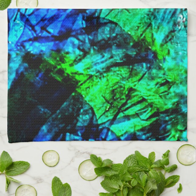 Mild blue abstract kitchen towels,Smooth textured  Tea Towel (Folded)