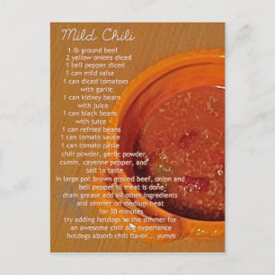 mild chili recipe card