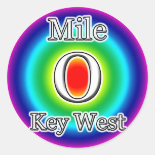 MILE 0 KEY WEST FL FLORIDA RAINBOW STICKER ZERO