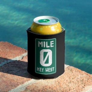 Mile 0 Key West Florida Vintage Road Sign  Can Cooler