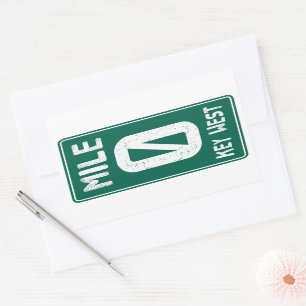 Mile 0 Key West Florida Vintage Road Sign  Rectangular Sticker