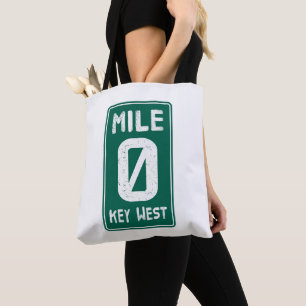 Mile 0 Key West Florida Vintage Road Sign  Tote Bag