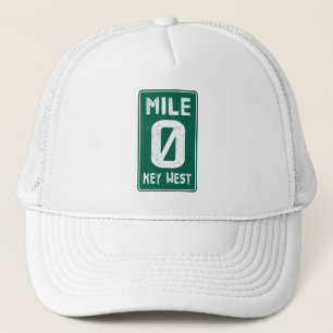 Mile 0 Key West Florida Vintage Road Sign Trucker Hat