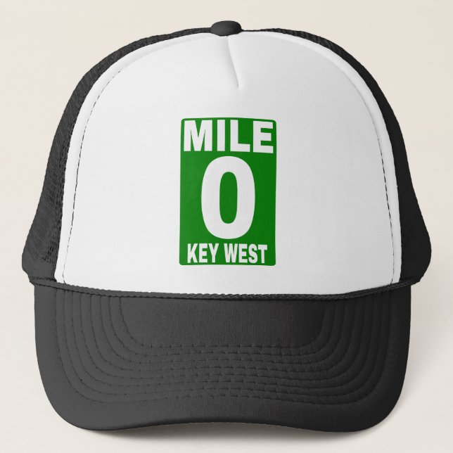 Mile 0 Key West Road Sign Trucker Hat (Front)