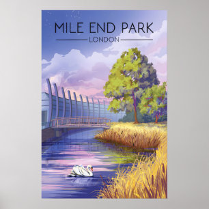 Mile End Park London Travel Poster