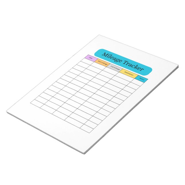 Mileage Tracker Printable | Vehicle Mileage Log  Notepad (Angled)
