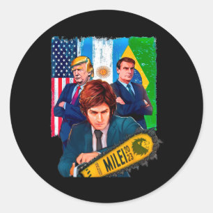 Milei Presidente 2023 Donald Trump Jair Bolsonaro  Classic Round Sticker