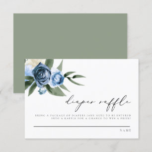 MILENA Dusty Blue Navy Floral Diaper Raffle Card