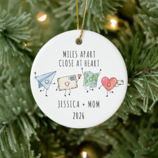 Miles Apart Close at Heart Personalised Ceramic Ornament