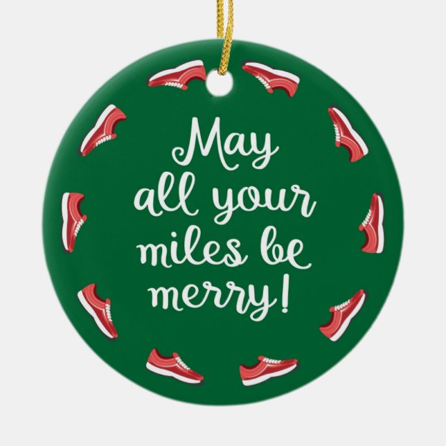 Miles Be Merry Ceramic Ornament (Front)